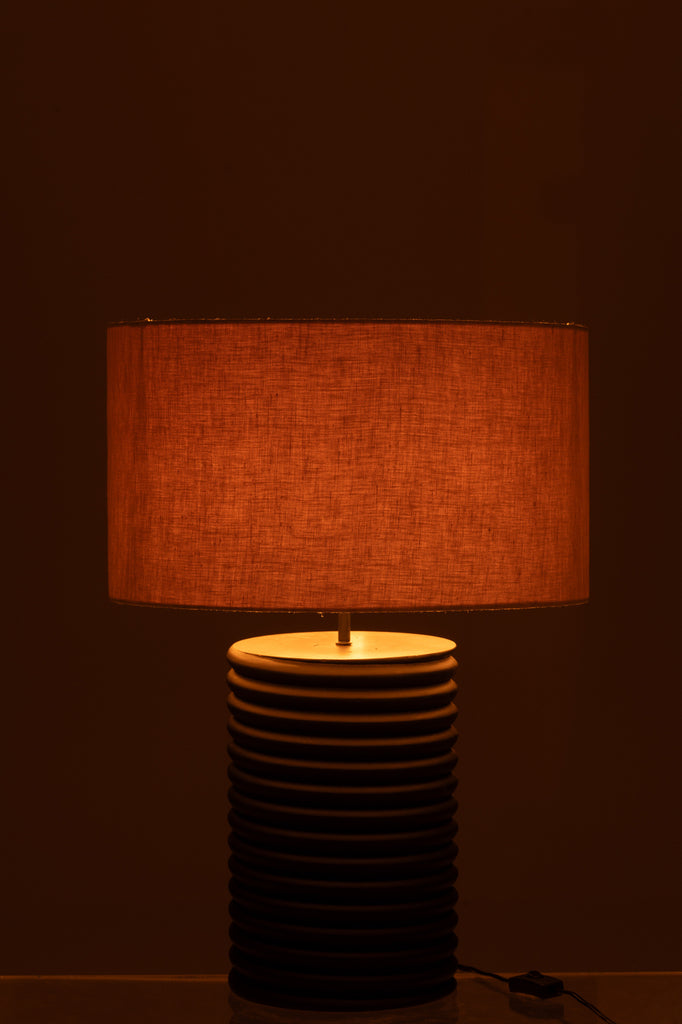 Table Lamp Threaded Wide Ailanthus Wood Black/Grey - - J-Line - livinglovely.nl