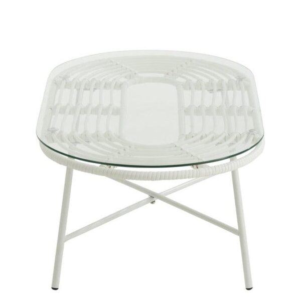 Tafel Laag Ovaal Buiten Metaal/Glas Wit - Outdoor tafel - J-Line - livinglovely.nl
