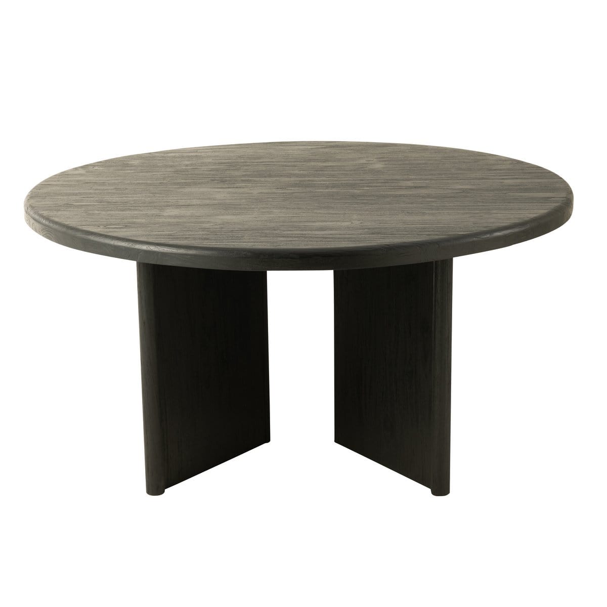 Tafel Rond Teak Hout Zwart Dia 150cmH75cm - Eetkamertafel - J-Line - livinglovely.nl