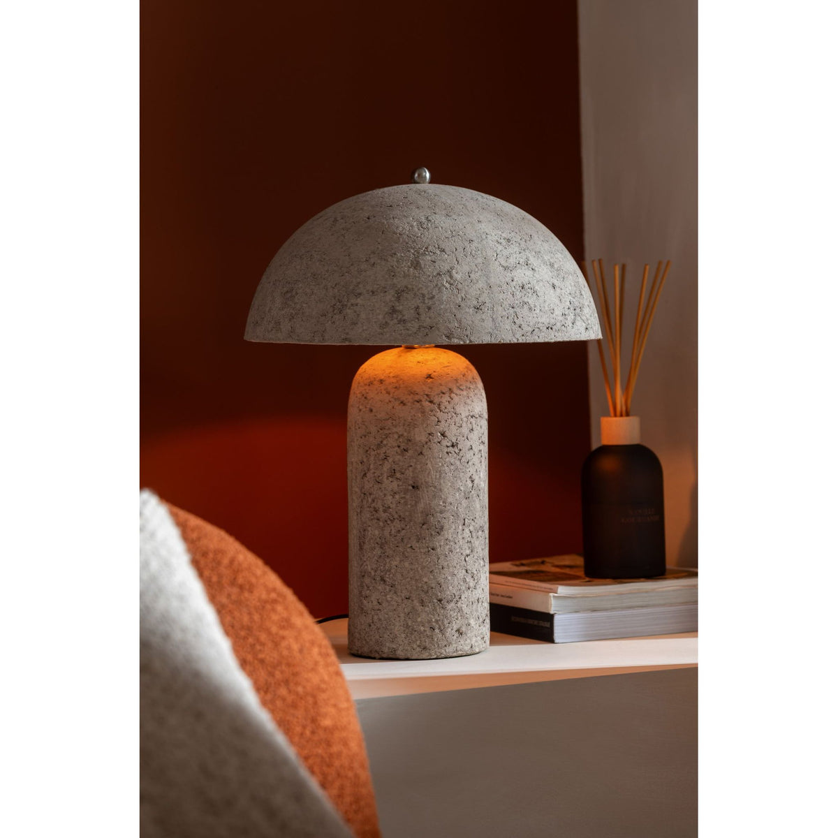 Tafellamp Paddenstoel Papier Mache Beige J-Line