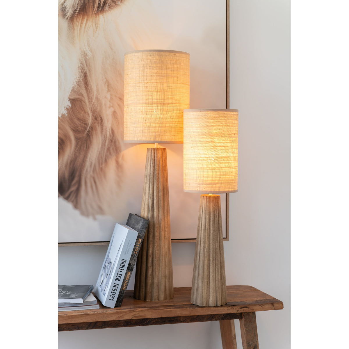 Tafellamp Paraplu Ailanthus Hout Naturel Large J-Line