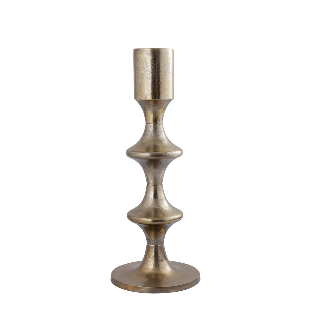 Taika Gold alu round candle holder tabs laag 73cm PTMD - Kandelaar - PTMD - livinglovely.nl