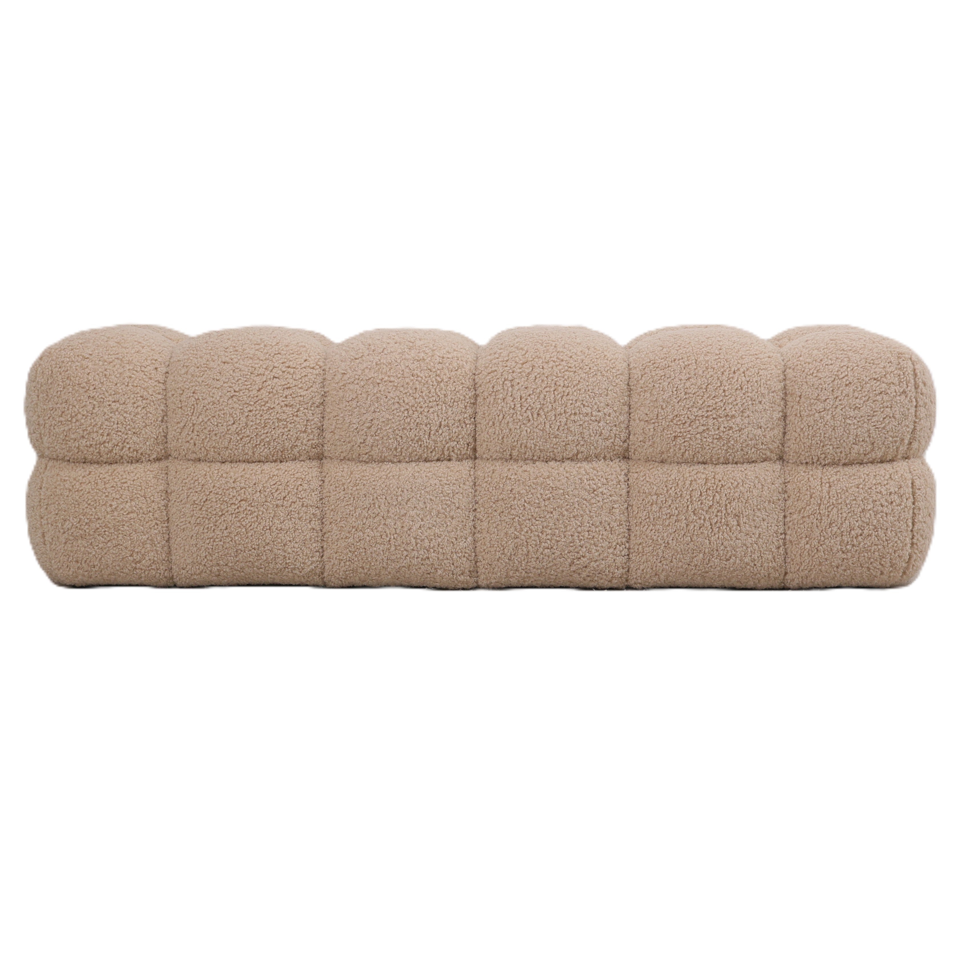 Teddy Bench Beige 160x45x43cm PTMD - Bankje - PTMD - livinglovely.nl
