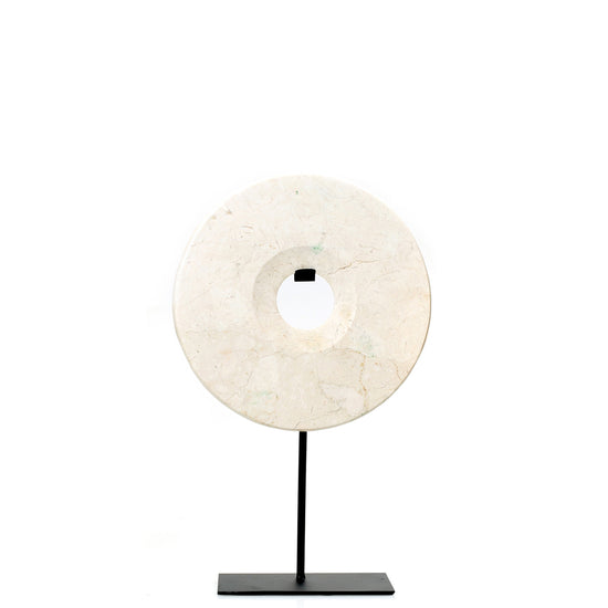 The Marble Disc on Stand White Medium , Ornament , Bazar Bizar , livinglovely.nl