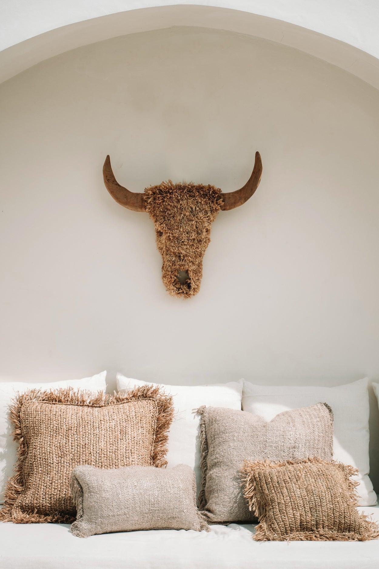 The Raffia Cushion Cover Square - Natural - 40x40 - Kussenhoes - Bazar Bizar - livinglovely.nl
