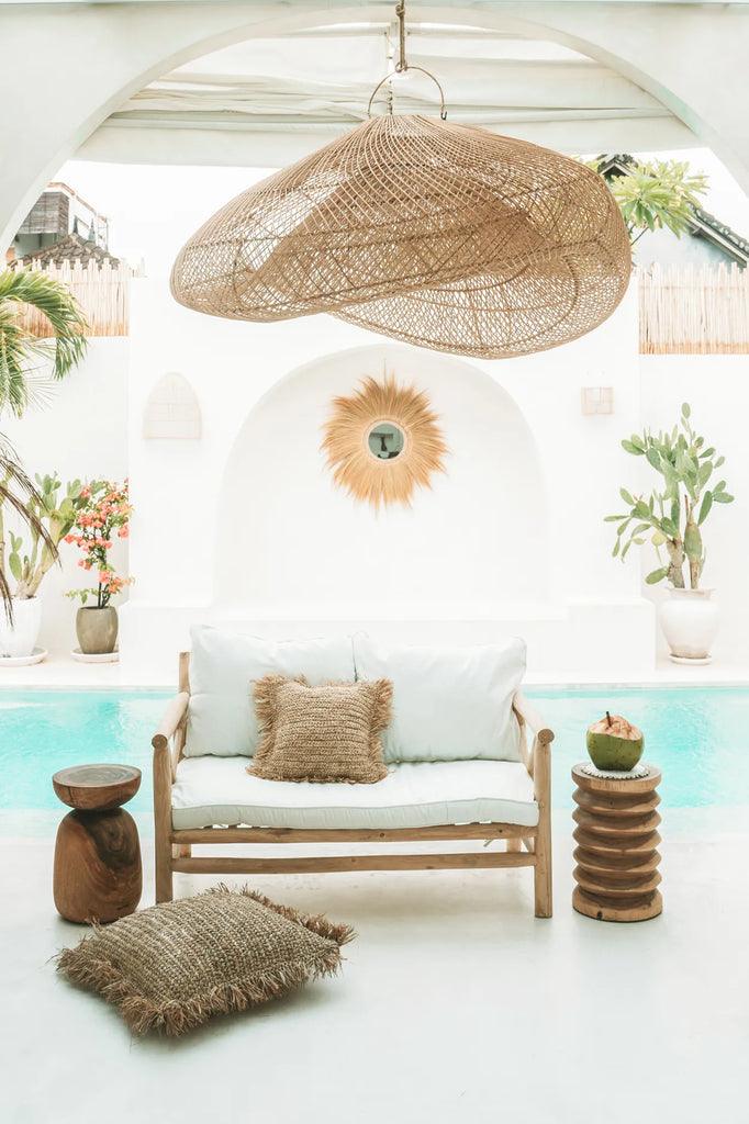 The Raffia Cushion Cover Square - Natural - 40x40 - Kussenhoes - Bazar Bizar - livinglovely.nl