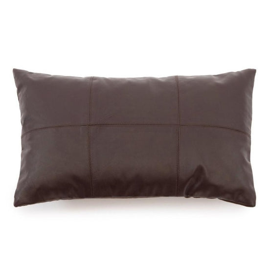 The Six Panel Leather Cushion Cover - Choco - 30x50 , Kussenhoes , Bazar Bizar , livinglovely.nl