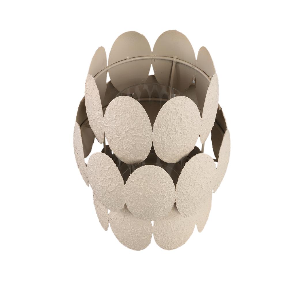Tiyron Cream iron round stormlight round pattern PTMD - Windlicht - PTMD - livinglovely.nl