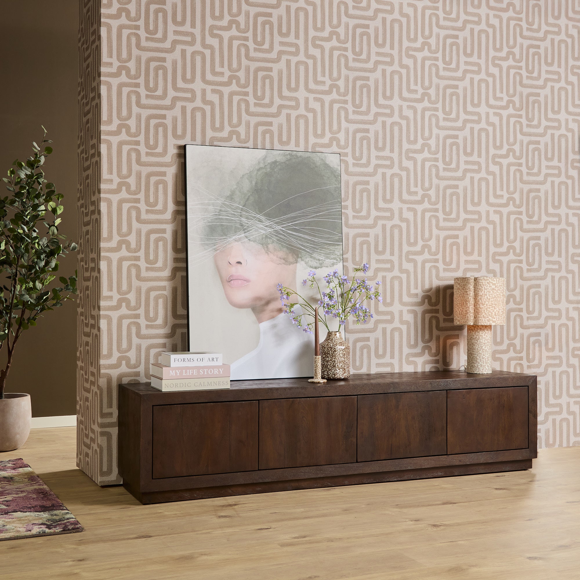 TV-meubel Brussel Mangohout Bruin van Starfurn met minimalistisch ontwerp