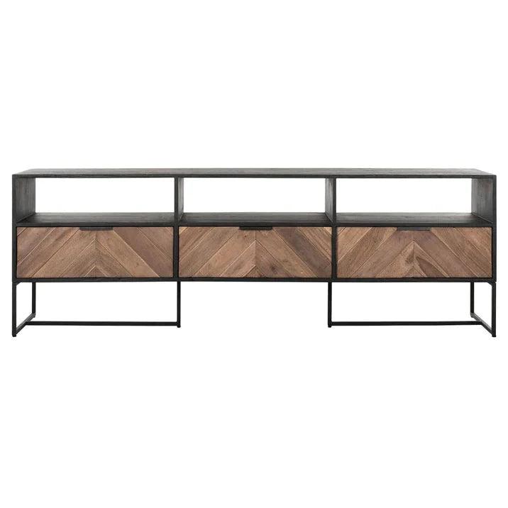 TV-meubel Criss Cross 180cm van DTP Home met visgraatpatroon op de ladefronten