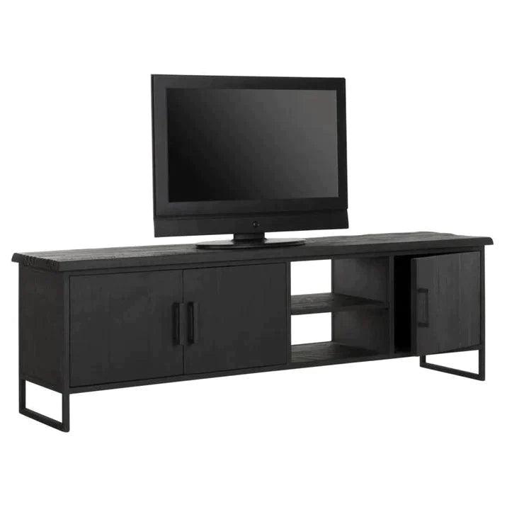 Detail zwarte houtnerf tv-meubel Timeless Black Beam medium