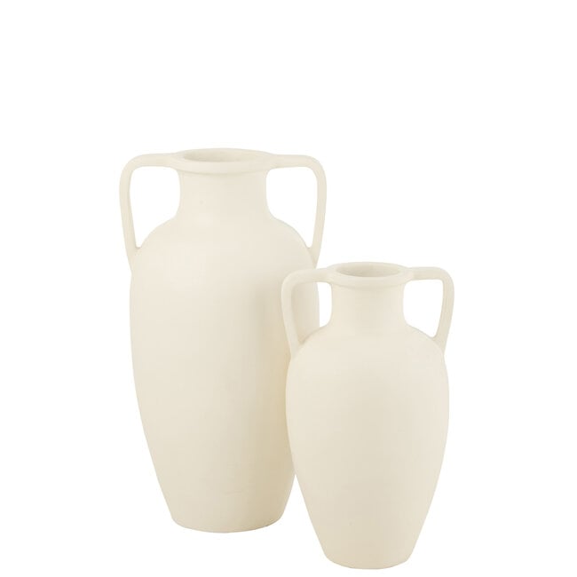 Vaas 2 Armen Terracotta Wit Small 30x30x48cm - Vaas - J-Line - livinglovely.nl