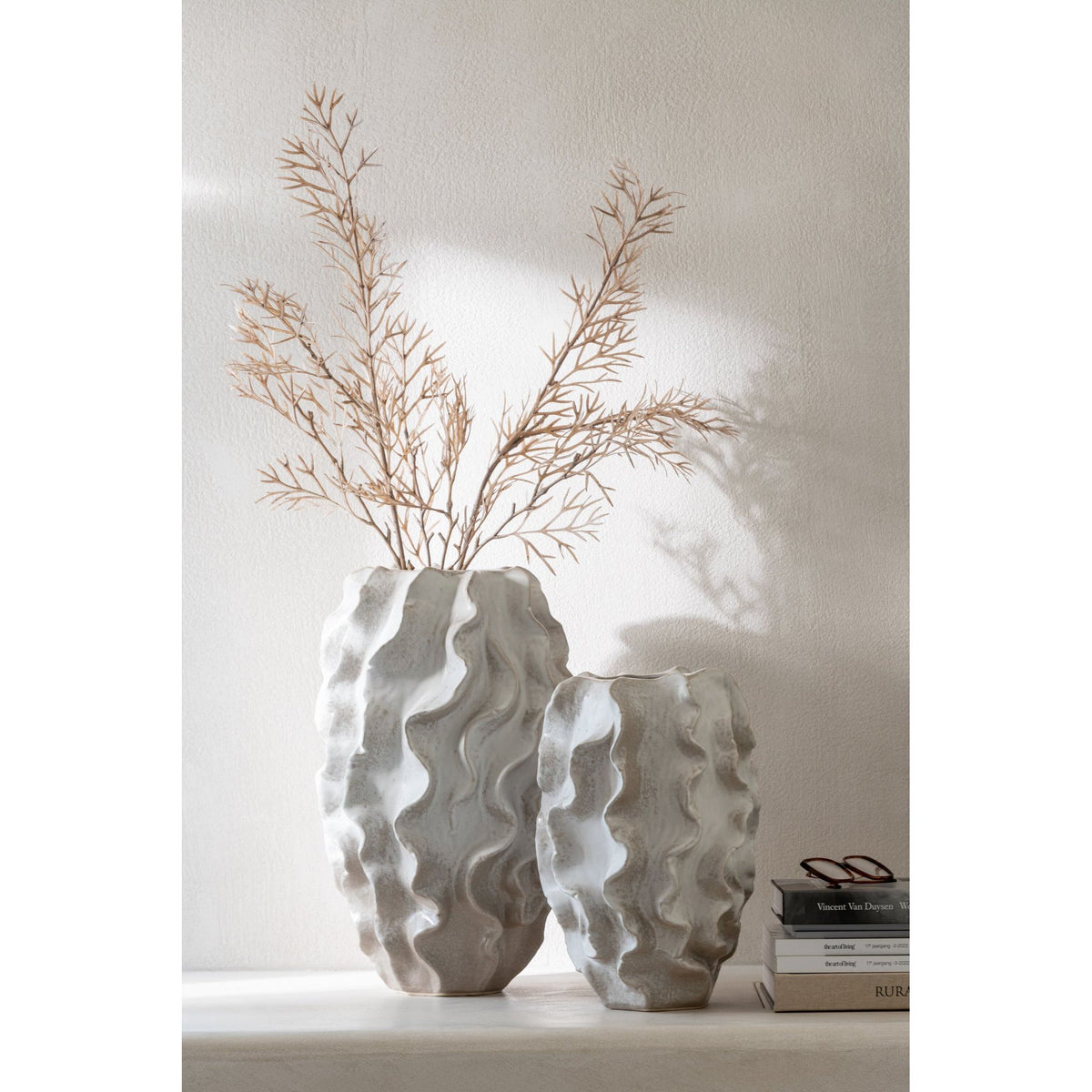 Vaas Abstract Golven Keramiek Beige Large J-Line