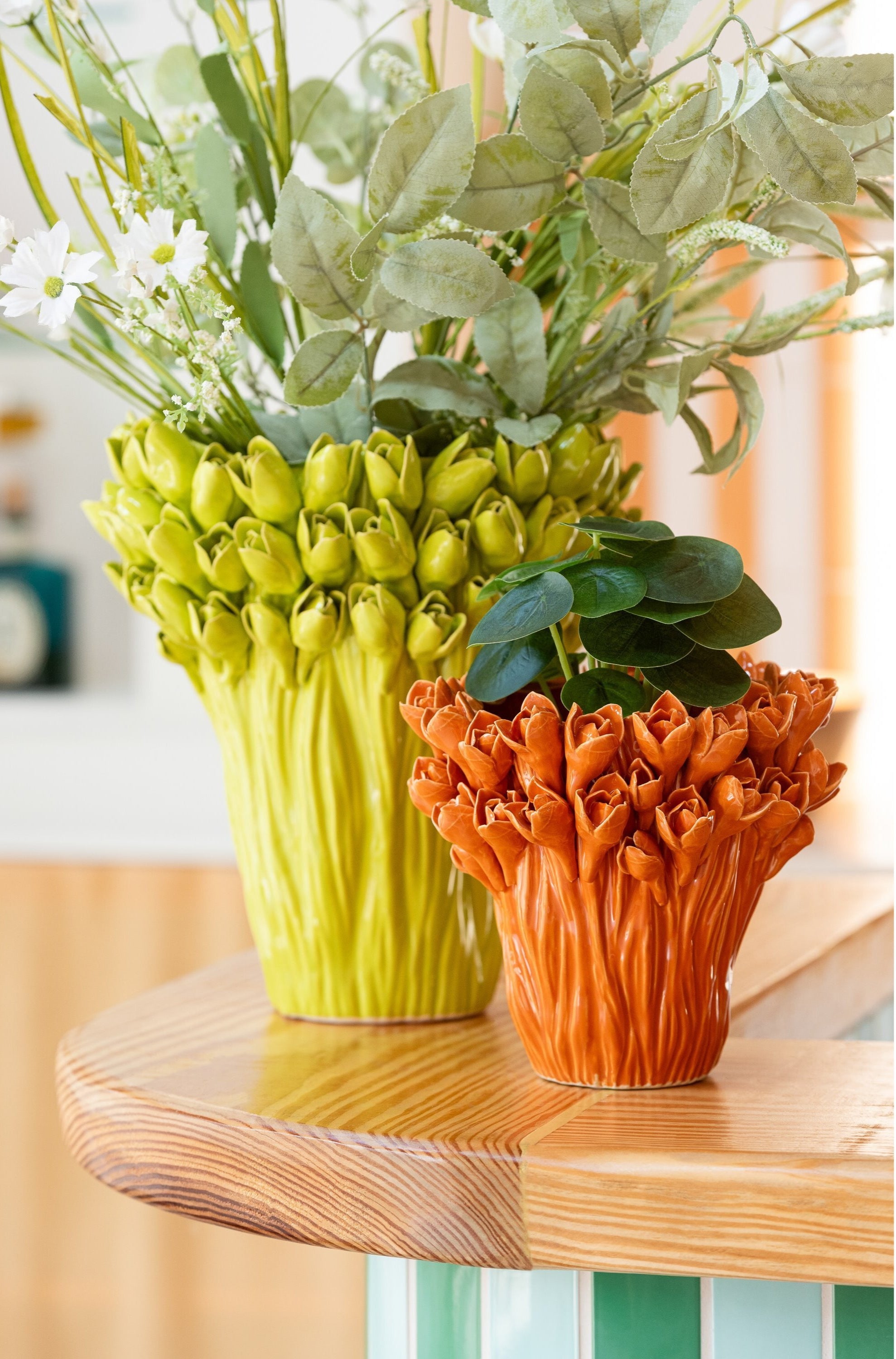 Vaas Ambrosia Keramiek Groen Large Dia35cmxH43,5cm J-Line - Vaas - J-Line - livinglovely.nl
