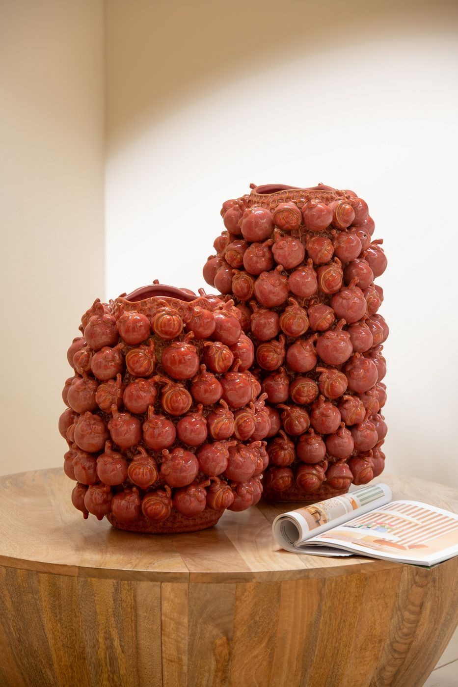 Vaas Botanica Klei Koper Roze Large L32,5cmxB30,5xH49cm J-Line - Vaas - J-Line - livinglovely.nl