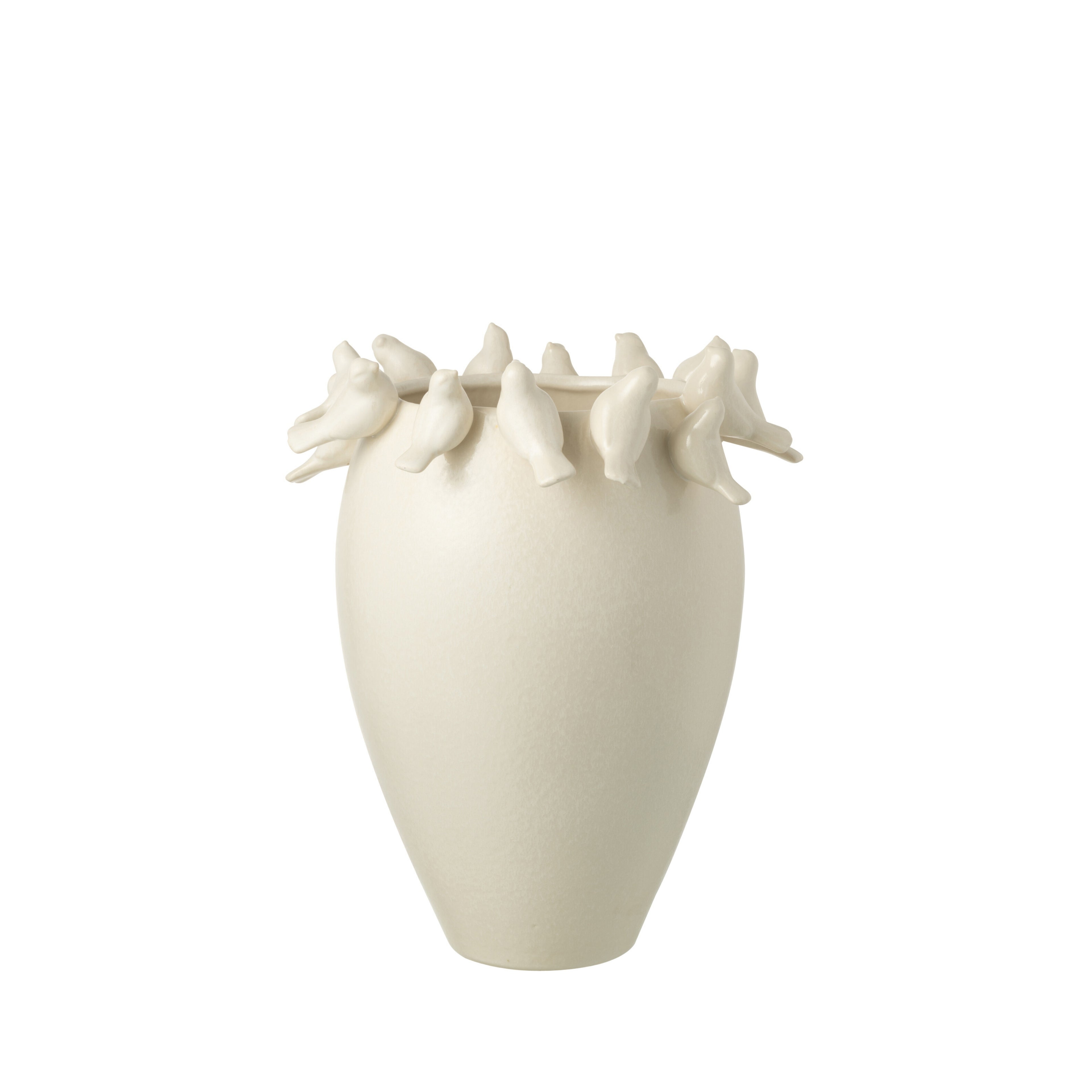 Vaas Budgie Keramiek Wit Small Dia 33cmxH40cm J-Line - Vaas - J-Line - livinglovely.nl