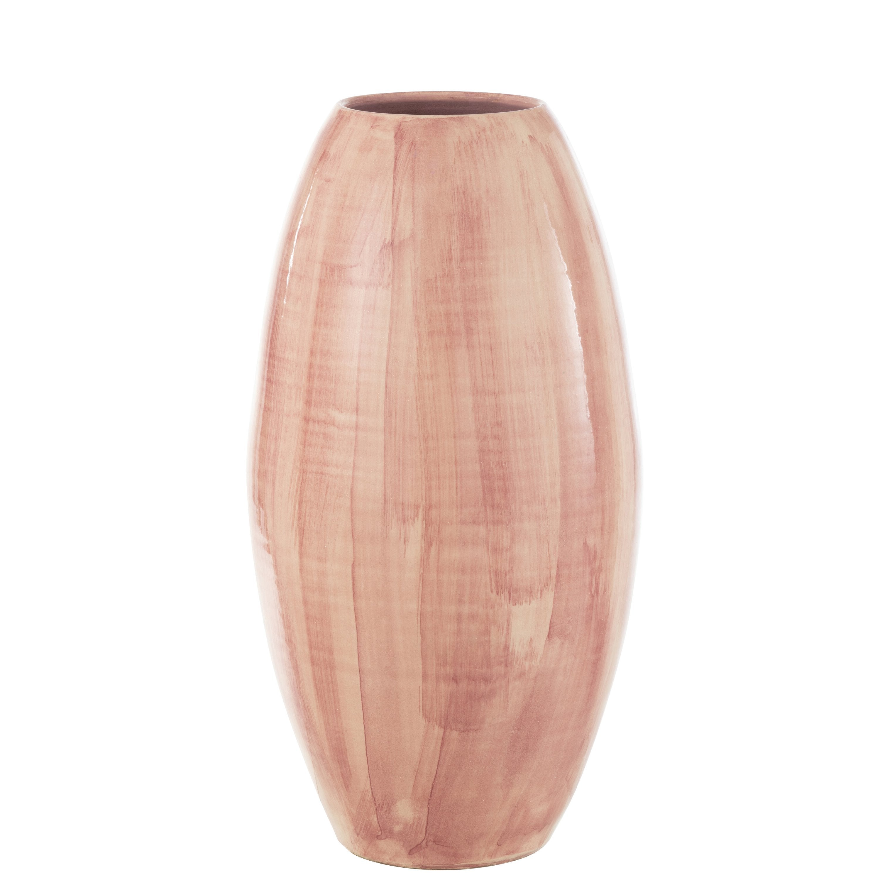 Vaas Handgeschilderd Keramiek Roze 30x30x51cm J-Line - Vaas - J-Line - livinglovely.nl