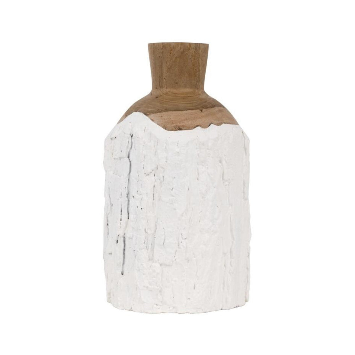 Vaas Kent Small van MUST Living, houten vaas met witte afwerking en zichtbare nerf
