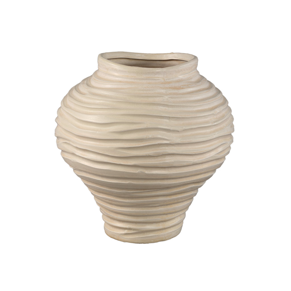 Vaas Mickie - Ø31cm - Keramiek - Beige PTMD - Vaas - PTMD - livinglovely.nl