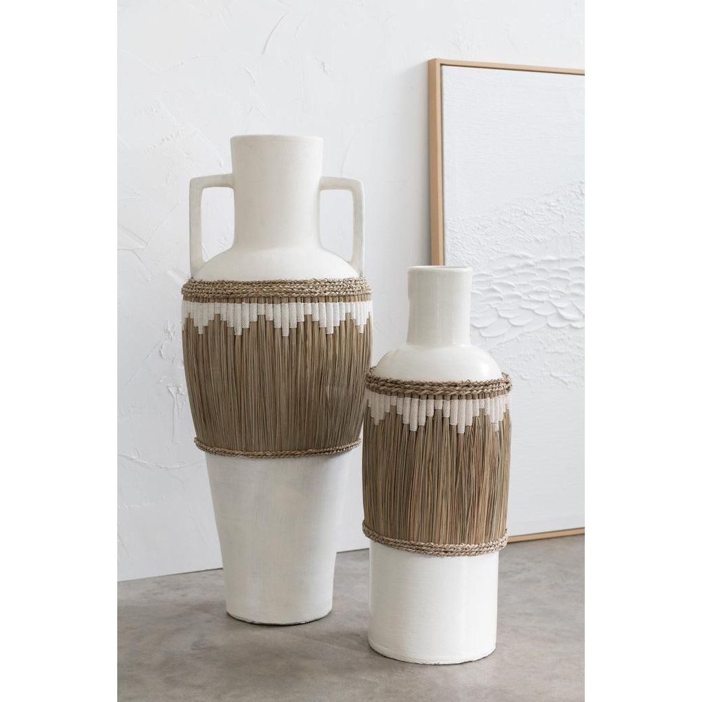 Vaas Motief Terracotta/Gras Wit/Naturel