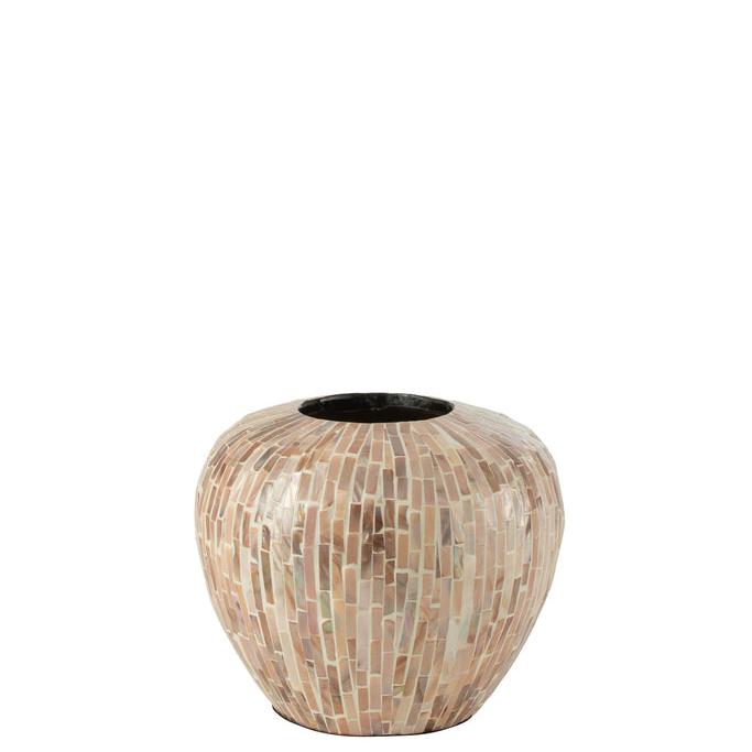 Vaas Nuye Bol Schelpen/Bamboe Beige - Vaas - J-Line - livinglovely.nl
