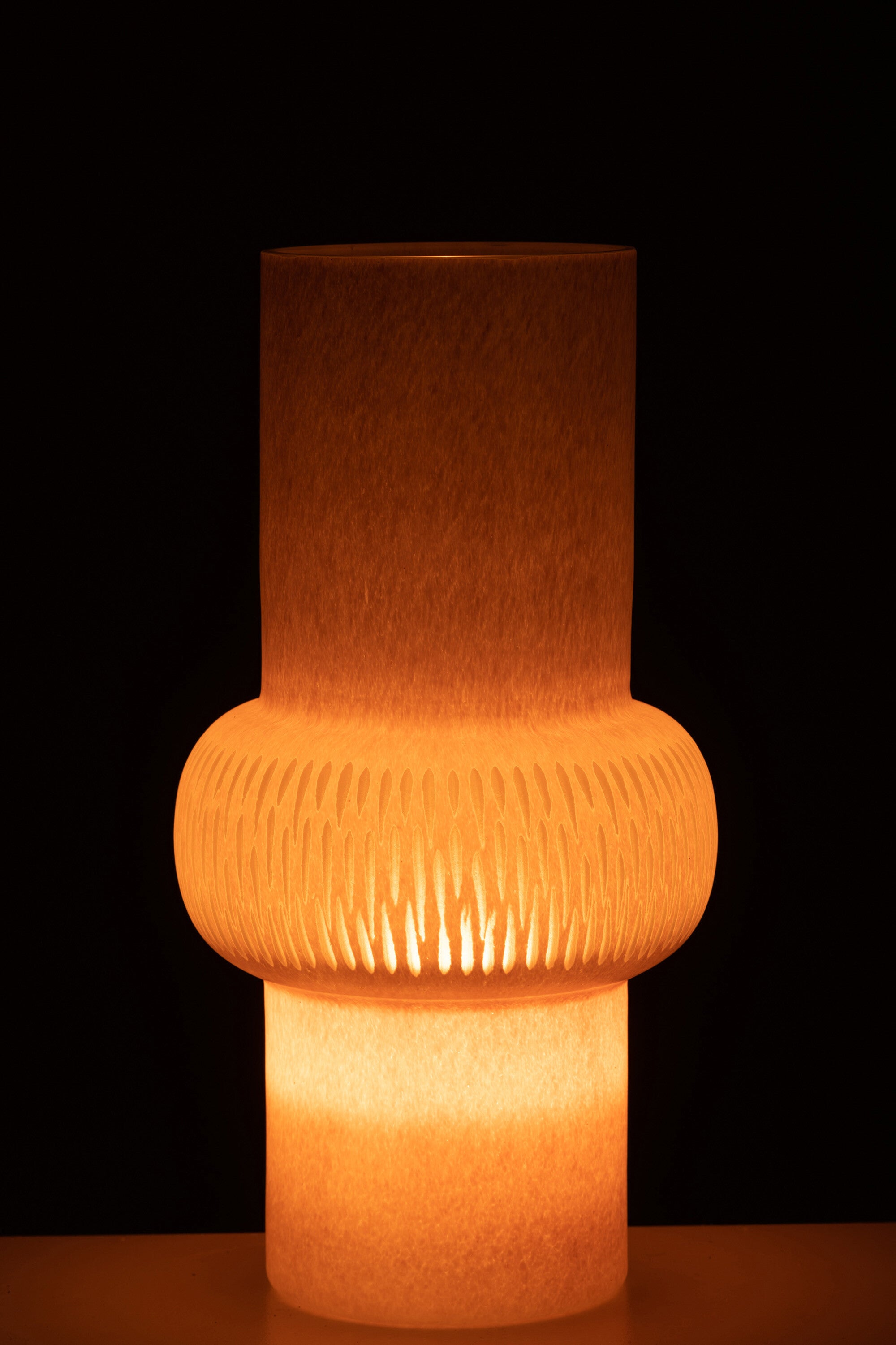 Vaas Streep Bal Glas Lichtroze Large Dia21,5xh40,5cm J-Line - Vaas - J-Line - livinglovely.nl