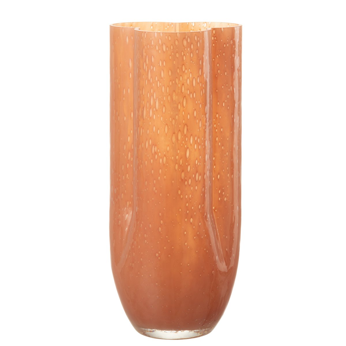 Vaas Trikkie Glas Koraal L14,5xB14,5xH34,5cm J-Line - Vaas - J-Line - livinglovely.nl