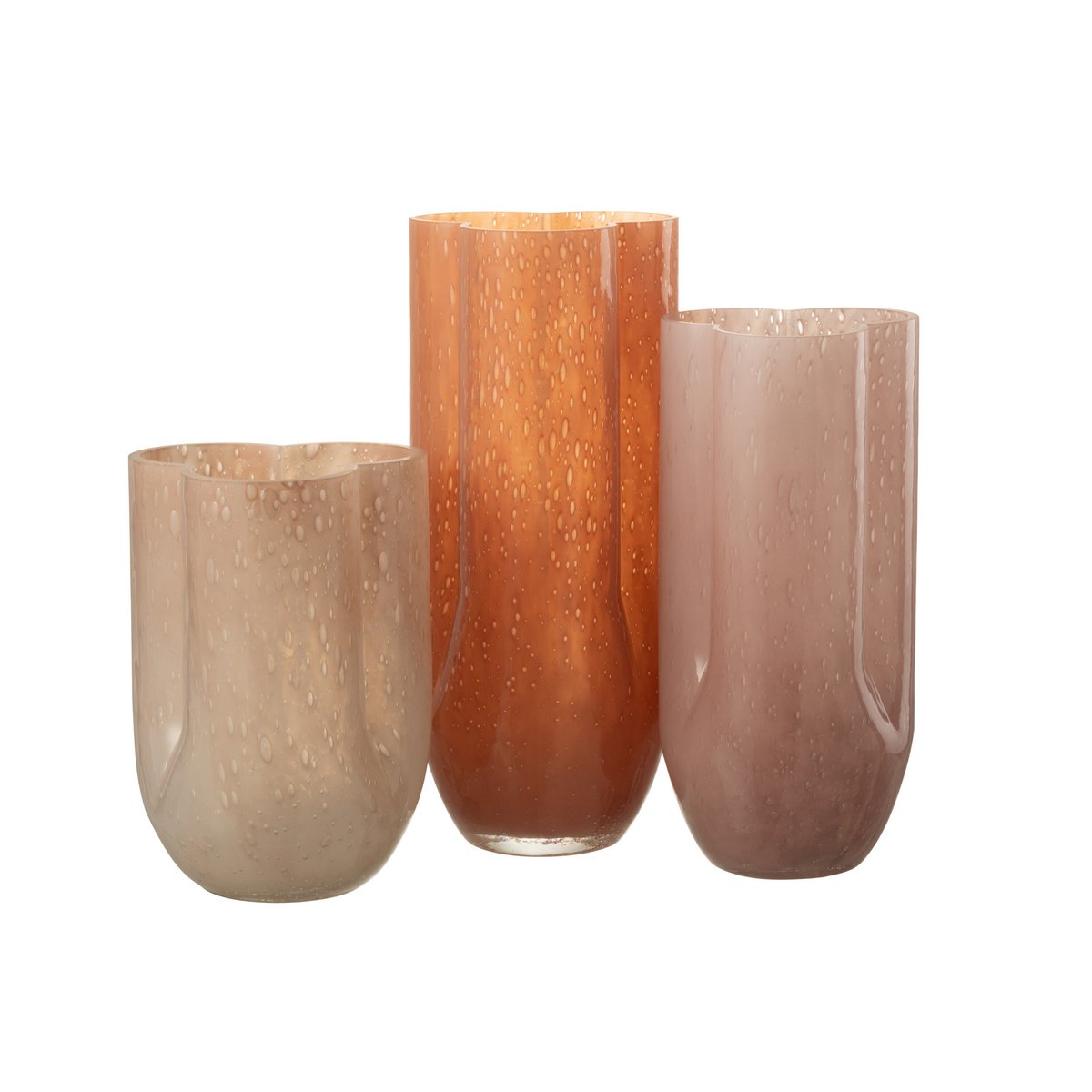 Vaas Trikkie Glas Koraal L14,5xB14,5xH34,5cm J-Line - Vaas - J-Line - livinglovely.nl