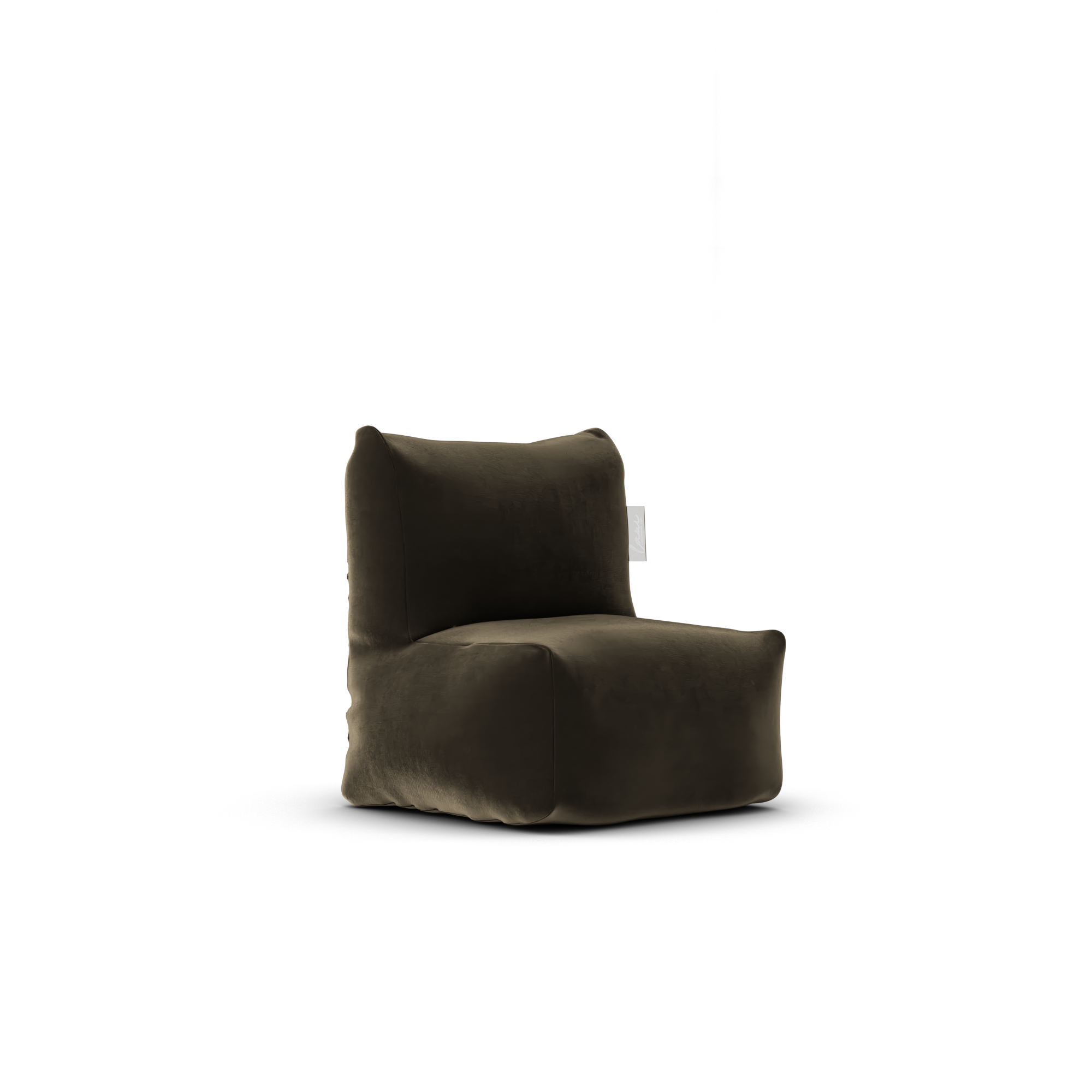 Velvet Kid Lounge Taupe van Laui Lounge, grijsbruine velvet kinderstoel schuin van links voren