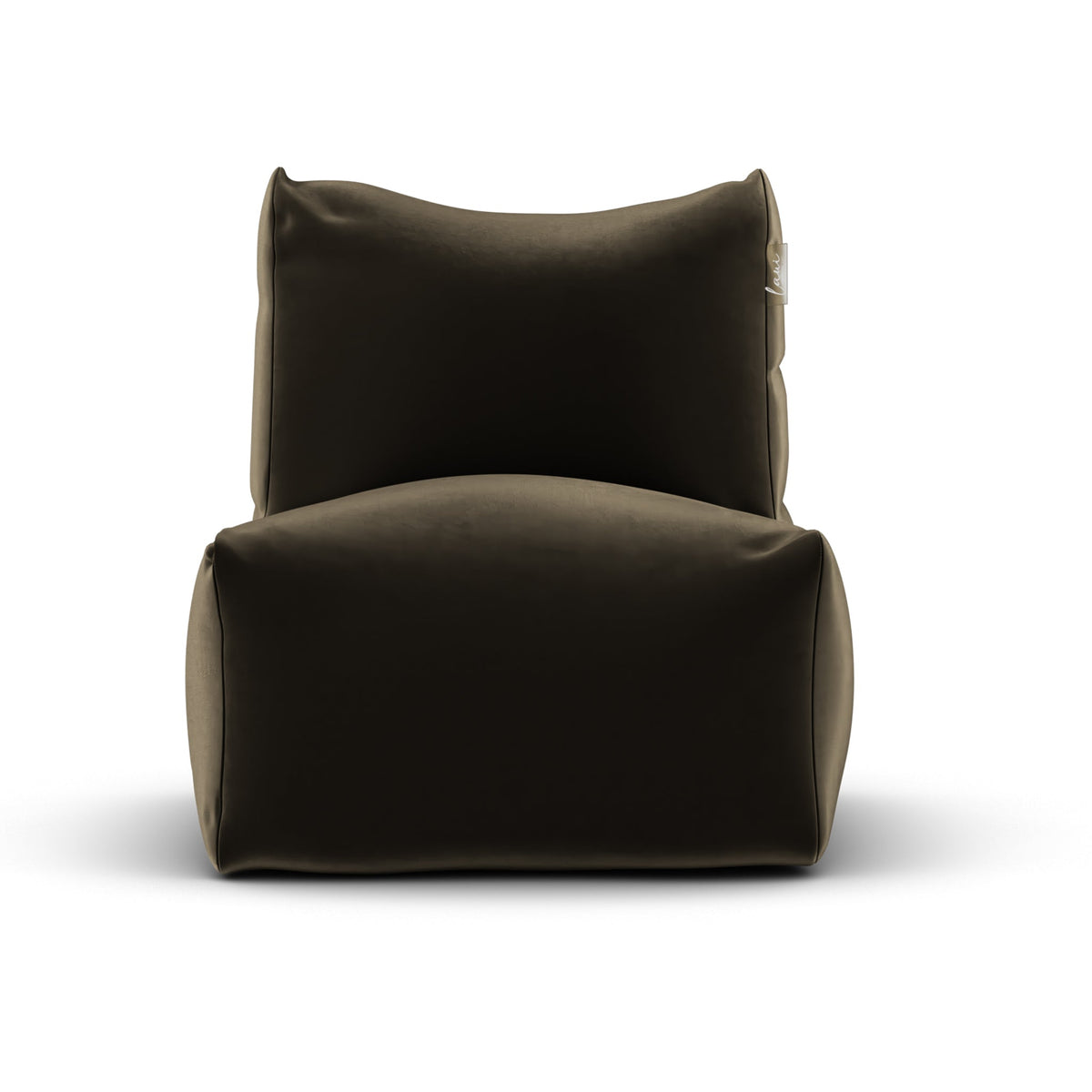 Taupe velvet loungestoel van Laui Lounge van voren, met brede zitting van 68 centimeter