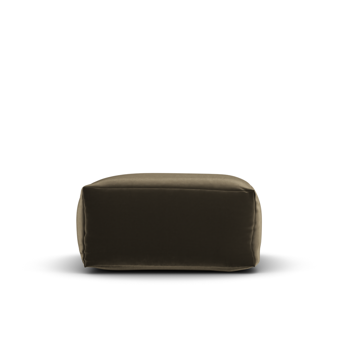 Zijaanzicht van de Velvet Square Pouf Taupe met zithoogte 34 cm van Laui Lounge