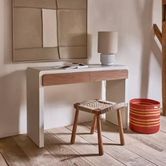 VERONA - console 2 lades - kalkpleister - L 120 x W 40 x H 80 cm - gebroken wit Pomax - Sidetable - Pomax - livinglovely.nl