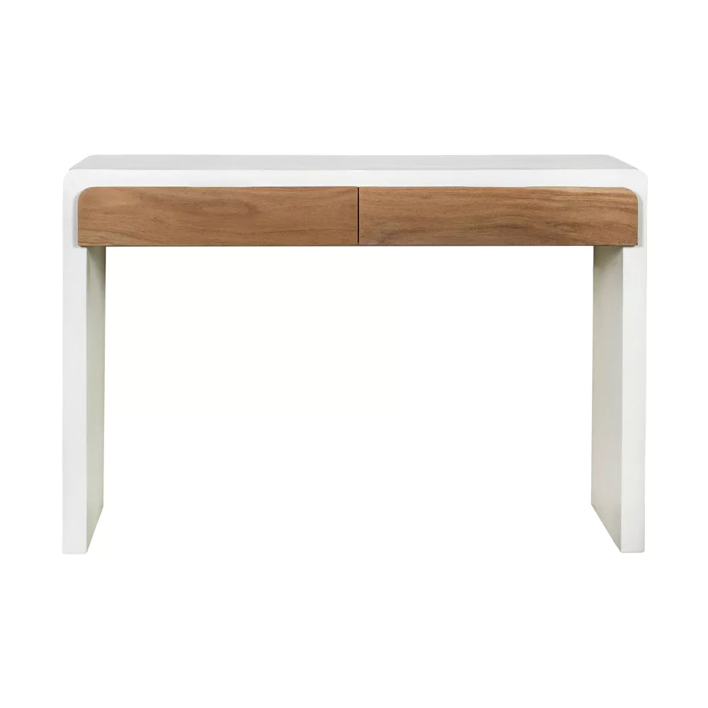 VERONA - console 2 lades - kalkpleister - L 120 x W 40 x H 80 cm - gebroken wit Pomax - Sidetable - Pomax - livinglovely.nl