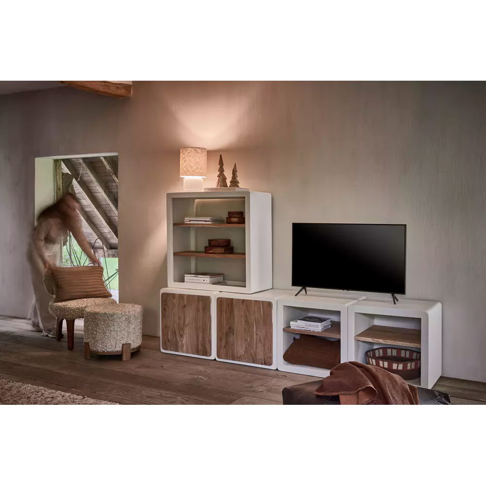 VERONA - rek 1 deur - kalkpleister - L 60 x W 50 x H 60 cm - gebroken wit Pomax - Verona Rek - Pomax - livinglovely.nl