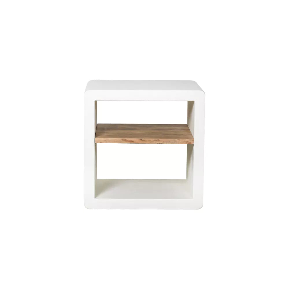 VERONA - rek 1 schap - kalkpleister / acacia hout - L 60 x W 50 x H 60 cm - gebroken wit Pomax - Verona Rek - Pomax - livinglovely.nl