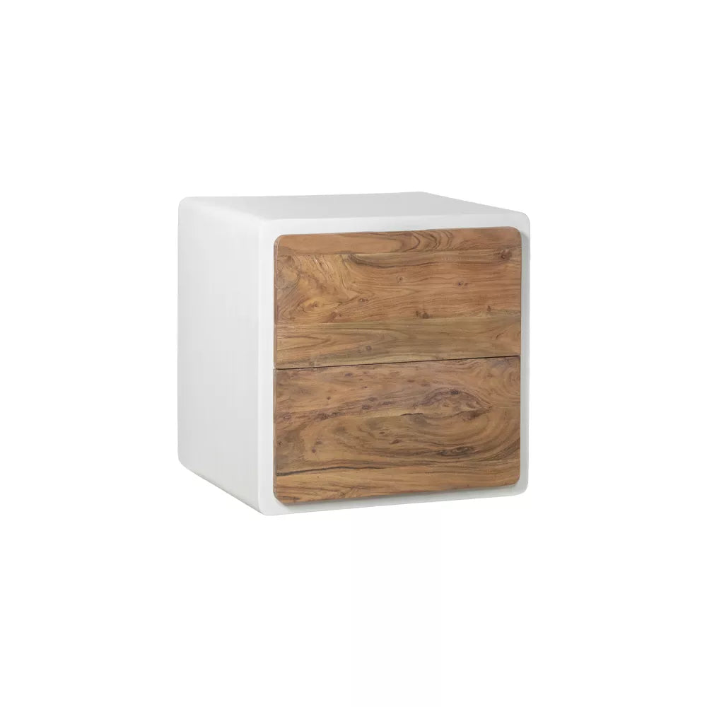 VERONA - rek 2 lades - kalkpleister / acacia hout - L 60 x W 50 x H 60 cm - gebroken wit Pomax - Verona Rek - Pomax - livinglovely.nl