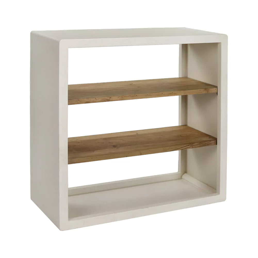 VERONA - rek 2 schappen - kalkpleister / acacia hout - L 90 x W 40 x H 90 cm - gebroken wit Pomax - Verona Rek - Pomax - livinglovely.nl