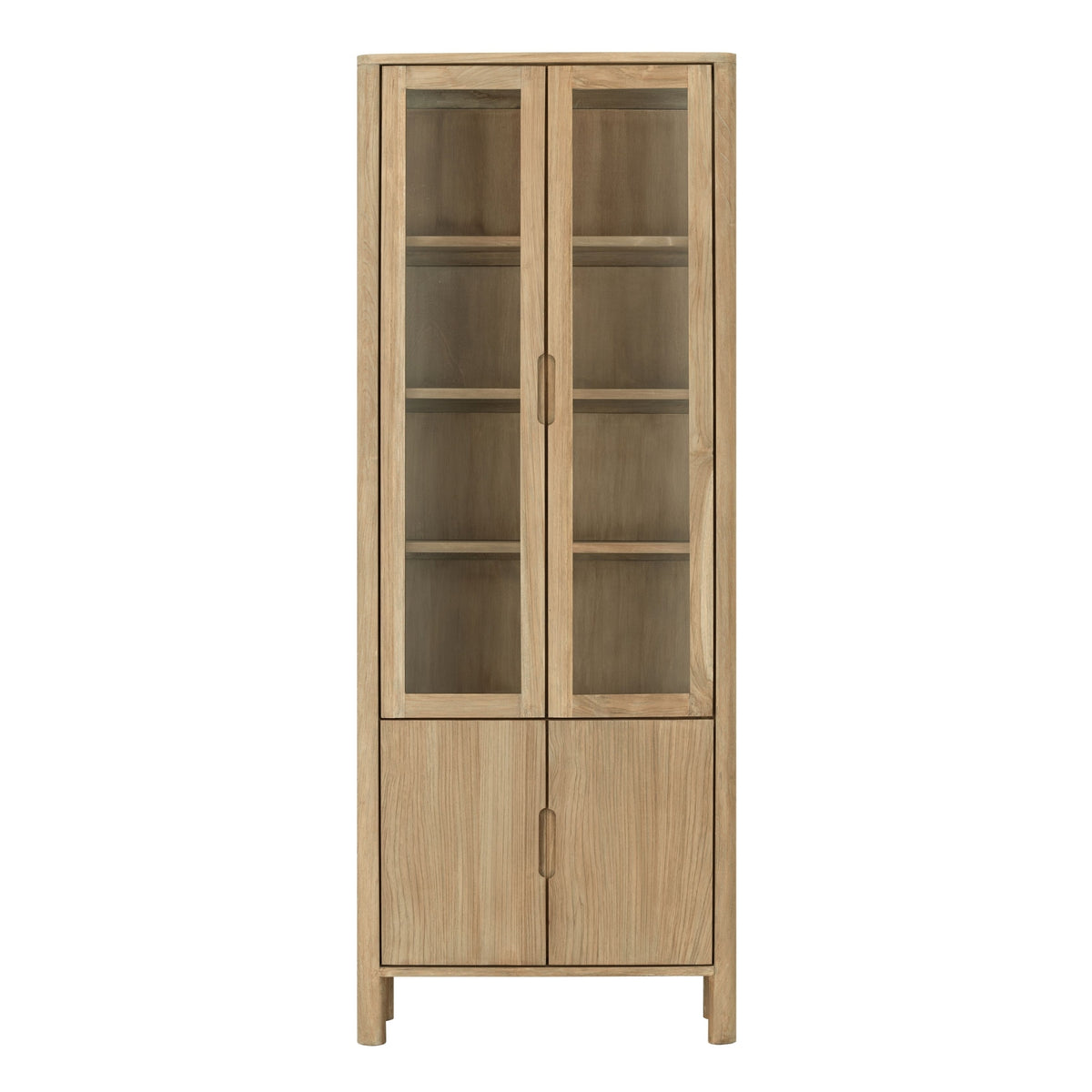 Detail glazen deur en handgreep vitrinekast Forte