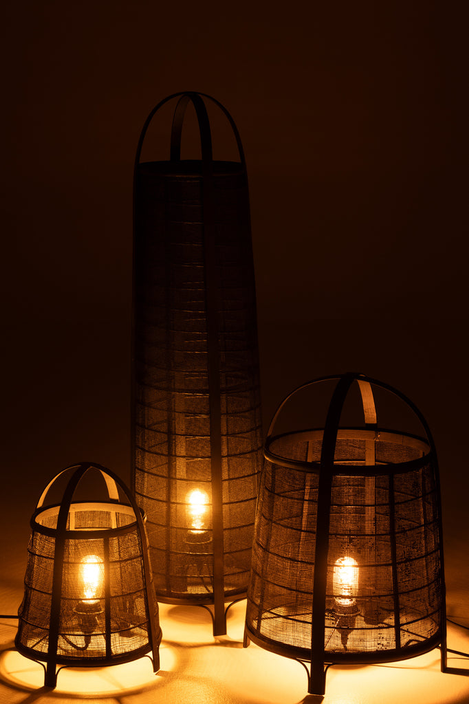 Vloeramp Don Katoen Bamboe Zwart J-Line - Vloerlamp - J-Line - livinglovely.nl