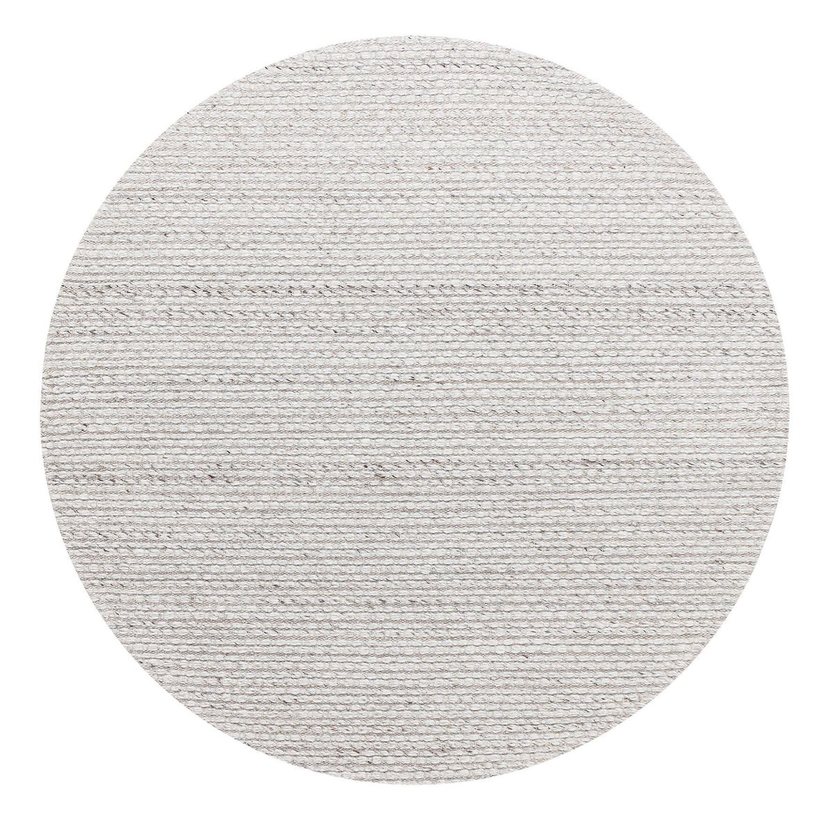 Rond vloerkleed Nirvana van MUST Living in grijze wol en polyester met een doorsnede van 200 cm