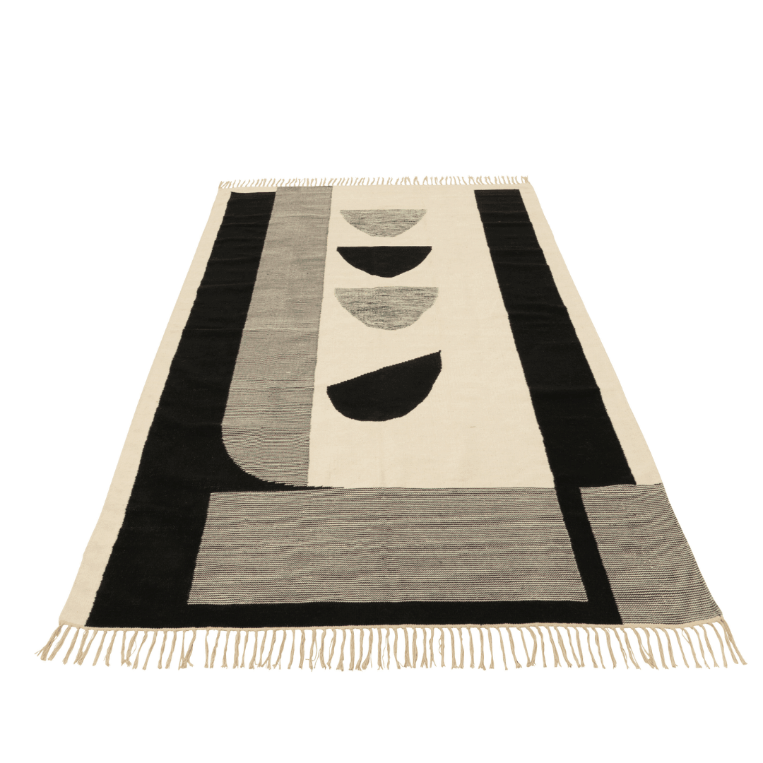 Vloerkleed Tokyo Polyester Wit/Zwart - Vloerkleed - J-Line - livinglovely.nl