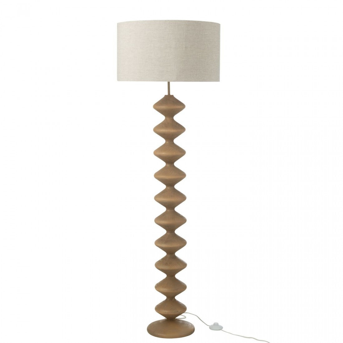 Vloerlamp Rups Populierenhout Naturel/Grijs 48x48x156cm - Vloerlamp - J-Line - livinglovely.nl