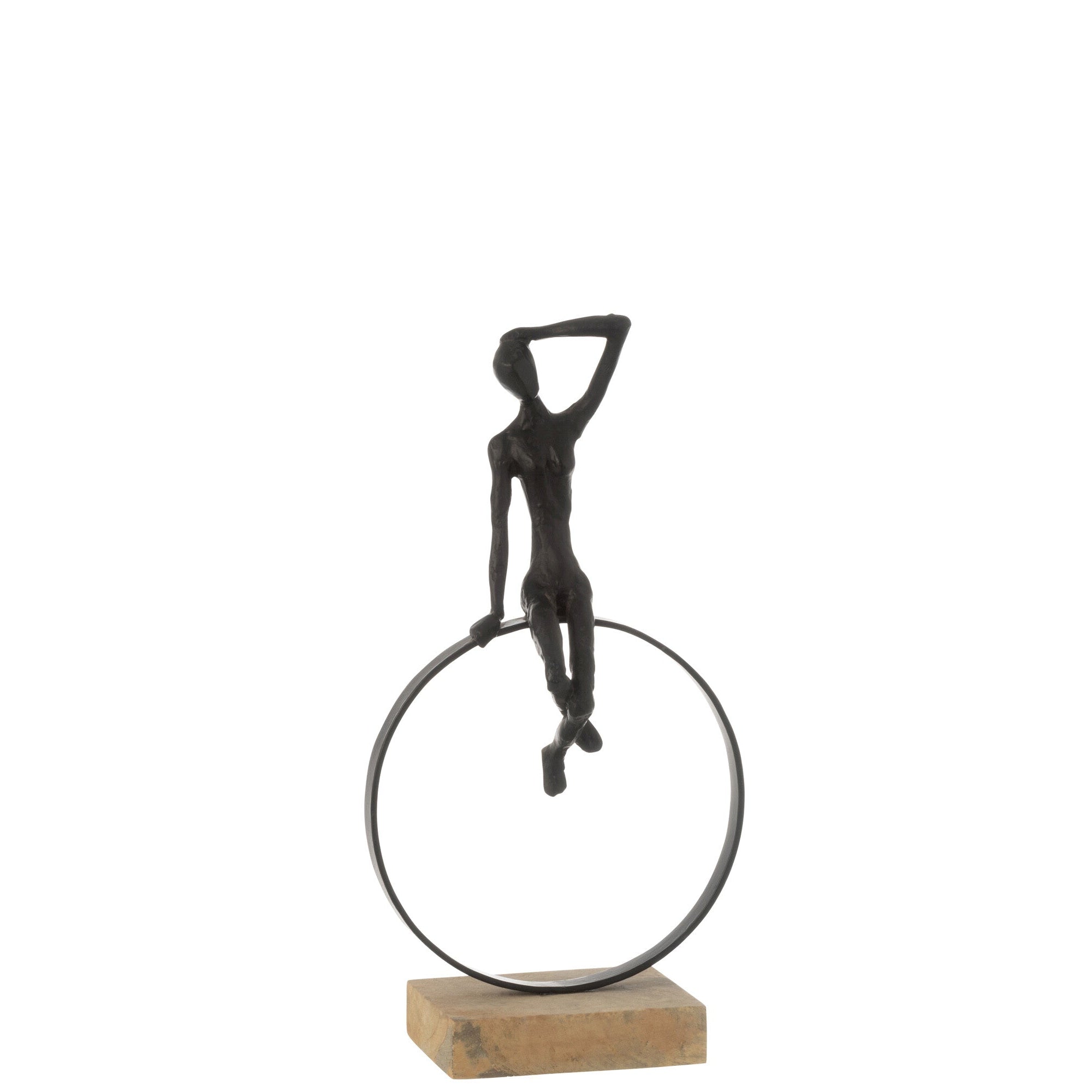 Vrouw Op Ring Voet Resin/Ijzer Zwart - Beeld - J-Line - livinglovely.nl