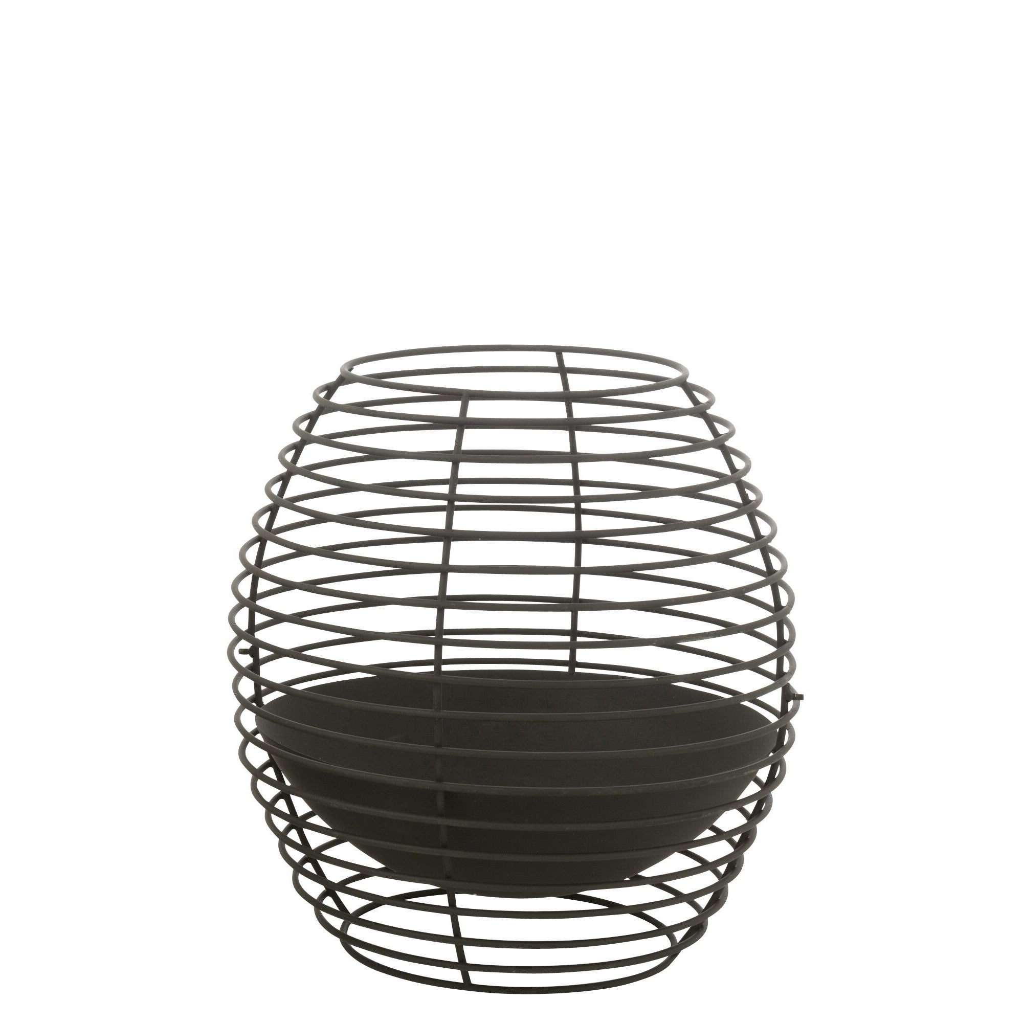 Vuurkorf Rond Ringen Metaal Zwart Large Dia59xH64cm J-Line - Buitenhaard - J-Line - livinglovely.nl