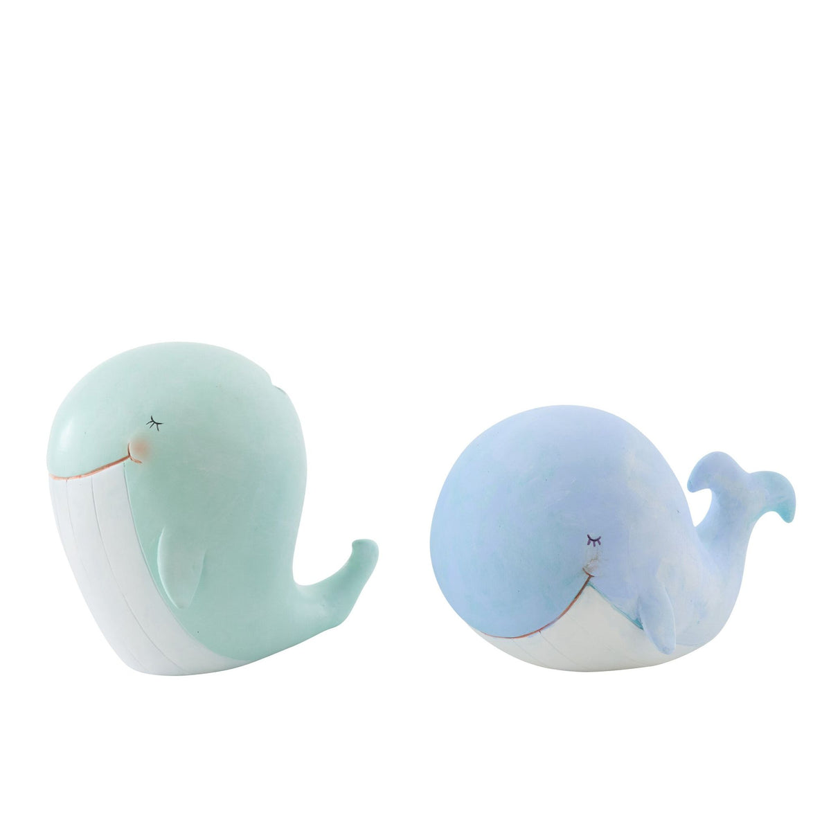 Walvis Spaarpot Large Set van 2 in Lichtblauw & Lichtgroen