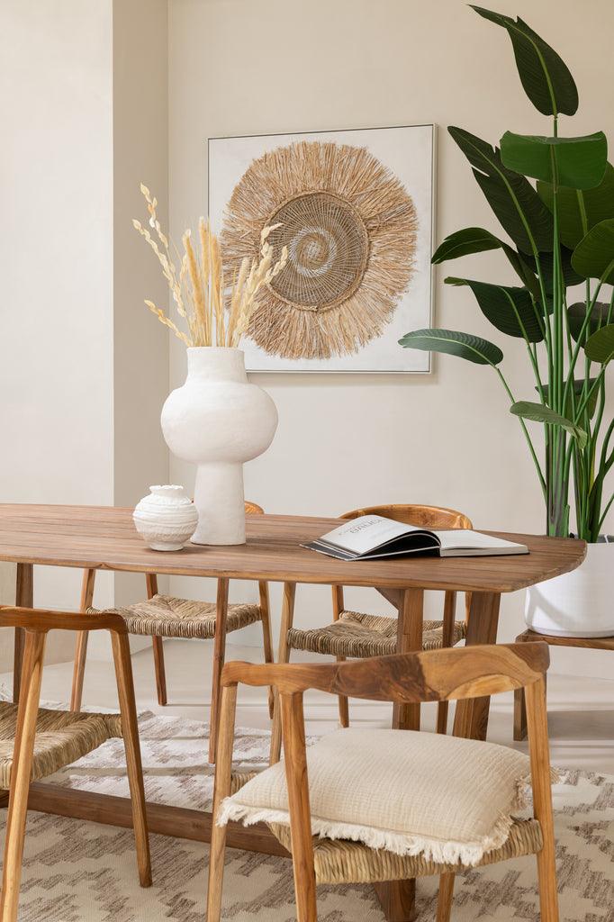 Wanddecoratie Ibiza Circle Canvas/Paint Cream/White Large - Schilderij - J-Line - livinglovely.nl