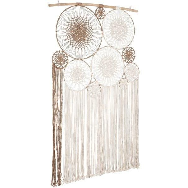 Wandpaneel Boho van MUST Living in macrame met bamboestok, volledig in beeld