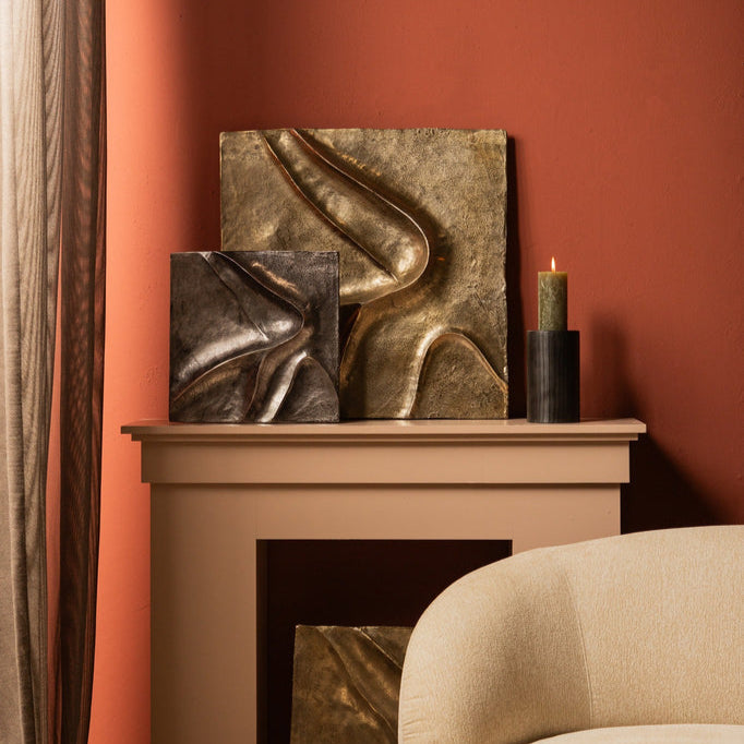 Wandpaneel Gihan S - 42x5x42cm - Aluminium - Goud PTMD - Wanddecoratie - PTMD - livinglovely.nl