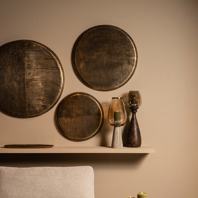 Wandpaneel Jowad M - 80x5x80 cm - Aluminium - Goud PTMD - Wanddecoratie - PTMD - livinglovely.nl