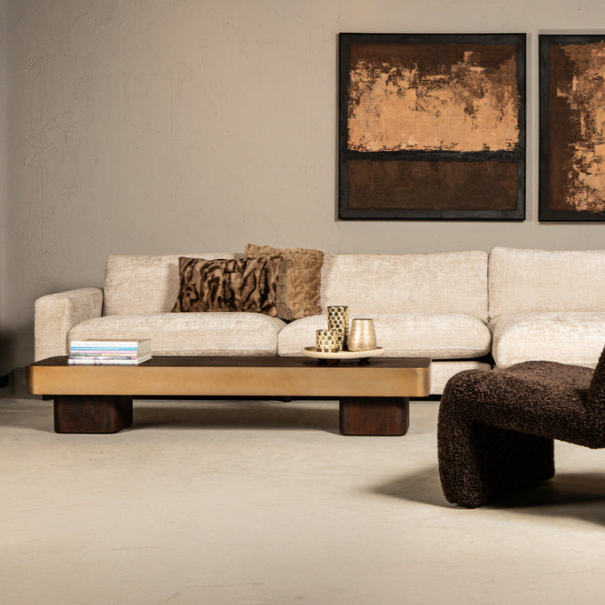 Warren Salontafel Bruin Hout met Goud Metaal PTMD - Salontafel - PTMD - livinglovely.nl